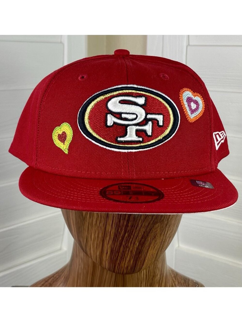 New Era 59Fifty NFL San Francisco 49ers Scarlet Chain Stitch Heart Fitted 7 3/4